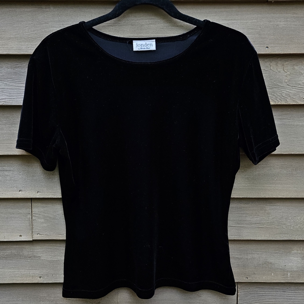 Vintage Black Velvet Women's Top, Jonden By Linda Leal, Made In USA